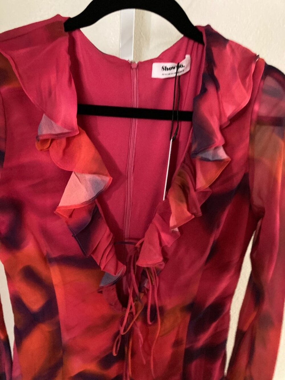 Showpo Pink and Purple Alesya Ruffle Mini Dress 10 NWT - Picture 3 of 6